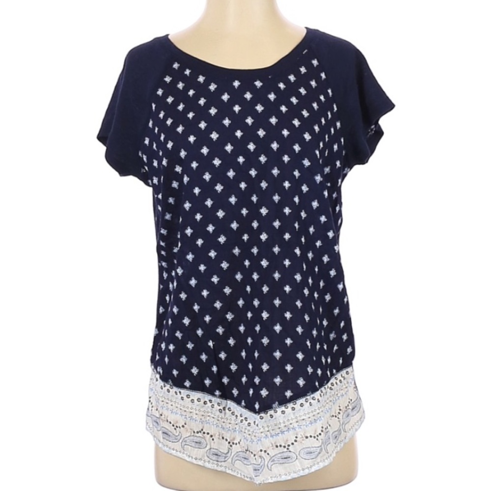 Style & Co Bandana Blue Pattern Top